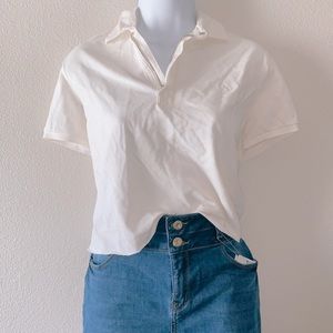 ✨ Vintage Ralph Lauren Crop Polo Top Cream Zip Up